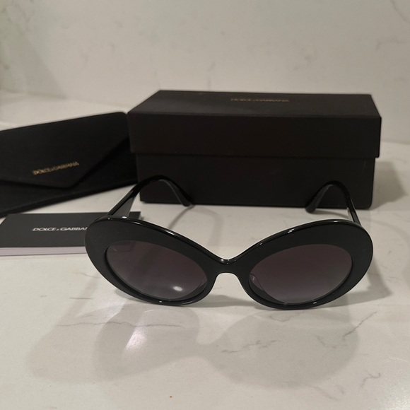 Dolce & Gabbana Oval Black Sunglasses - Picture 5 of 5